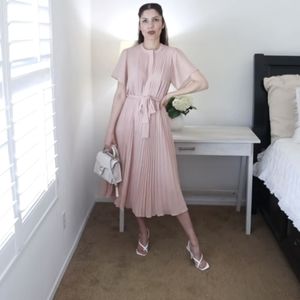 🏵️💚 Pleated Chiffon Dress